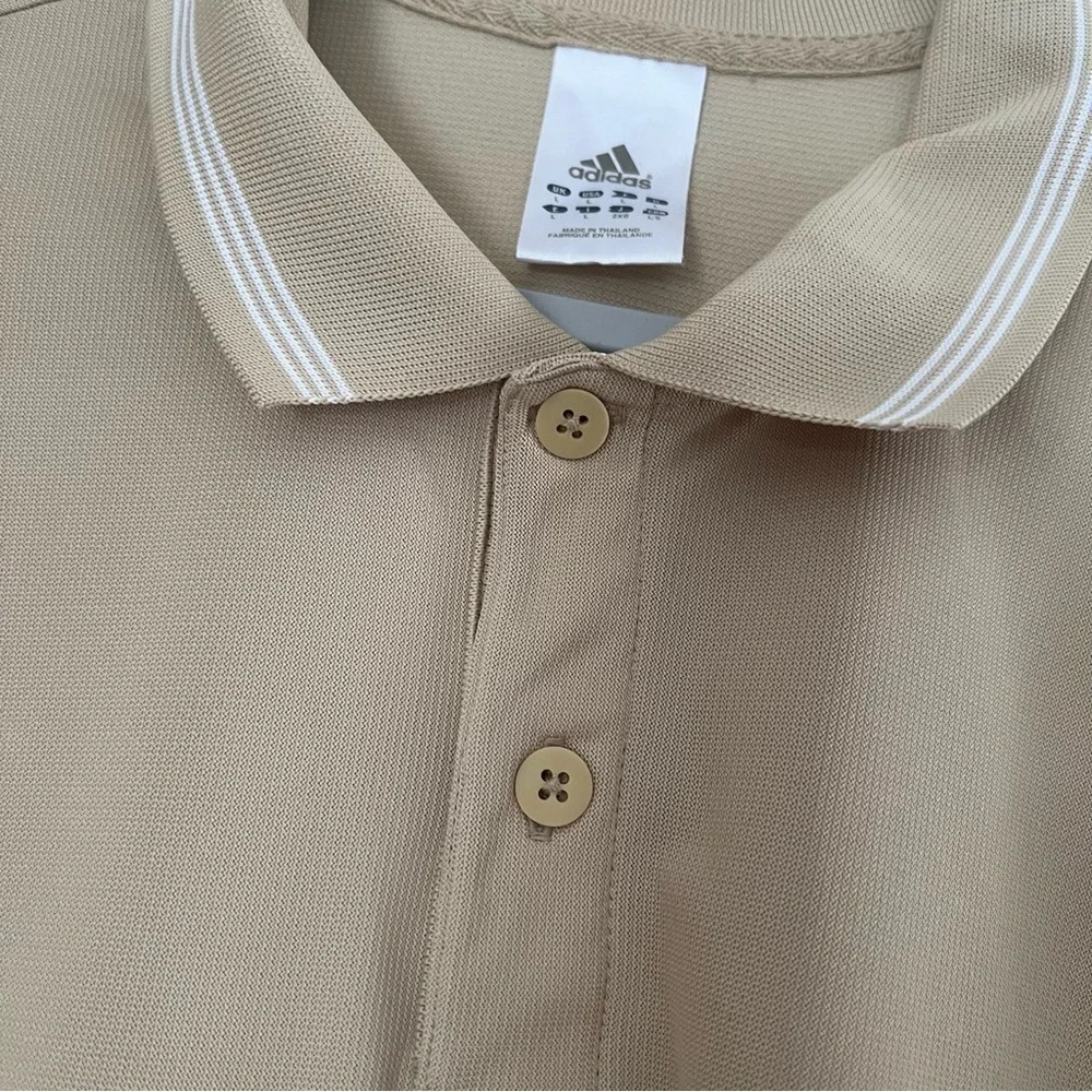 Adidas Climalite Golf Polo Shirt Y2K Men’s Sz L Beige Athletic Athleisure